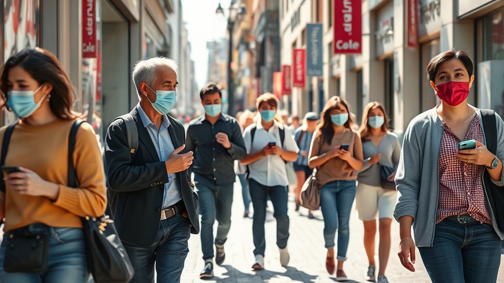 richtige Maskennutzung und Abstandhalten