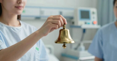 Royal hug for woman ringing cancer treatment bell